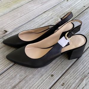 NWOB Nine West Sling Back Block Heel Pumps Black